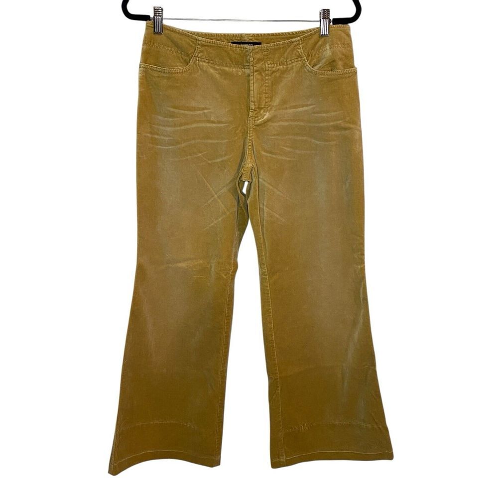 Express Stretch Womens Pants Tan Velvet Flare‎ Hem Khaki Jeans Size 5/6 Boho